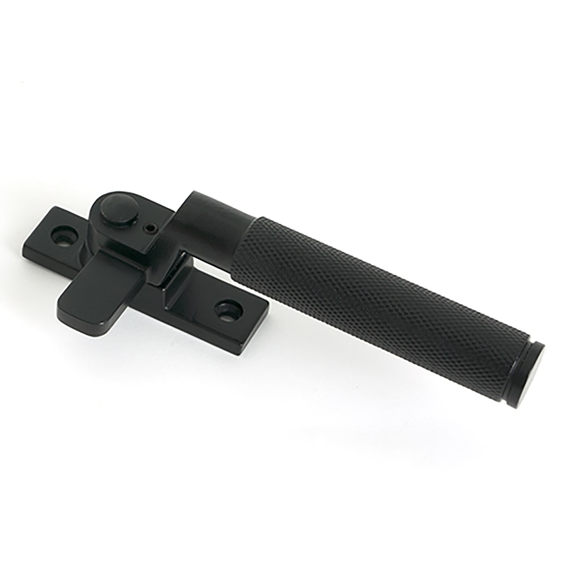 Brompton Knurled Locking Mortice & Hook Plate Window Fastener - Right - Matt Black - view 3