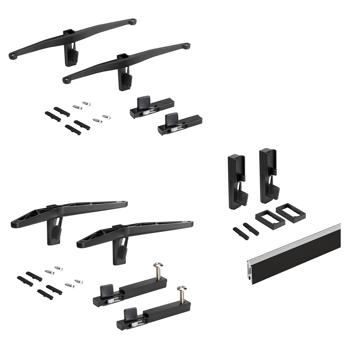Zero Bracket Pack - 1 x Wooden Shelf Bracket 1 x Floating Unit Bracket 1 x Rail - Black - view 2