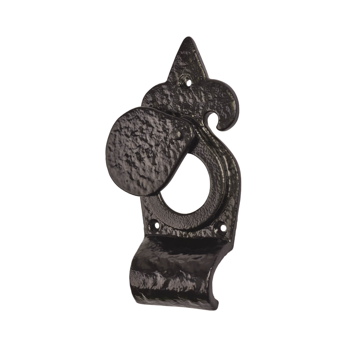 Elan Metalized Antique Black Iron Rim Cylinder Latch Cover Escutcheon - 144 x 63mm - view 2