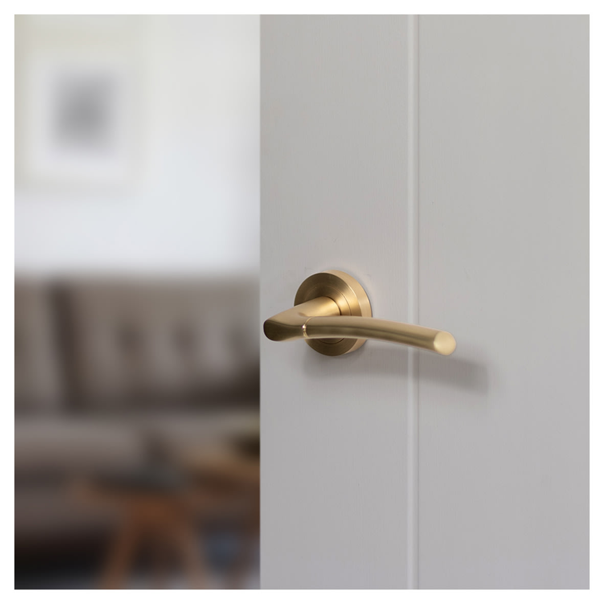 Status Indiana Door Handle on Rose - Satin Brass - view 2