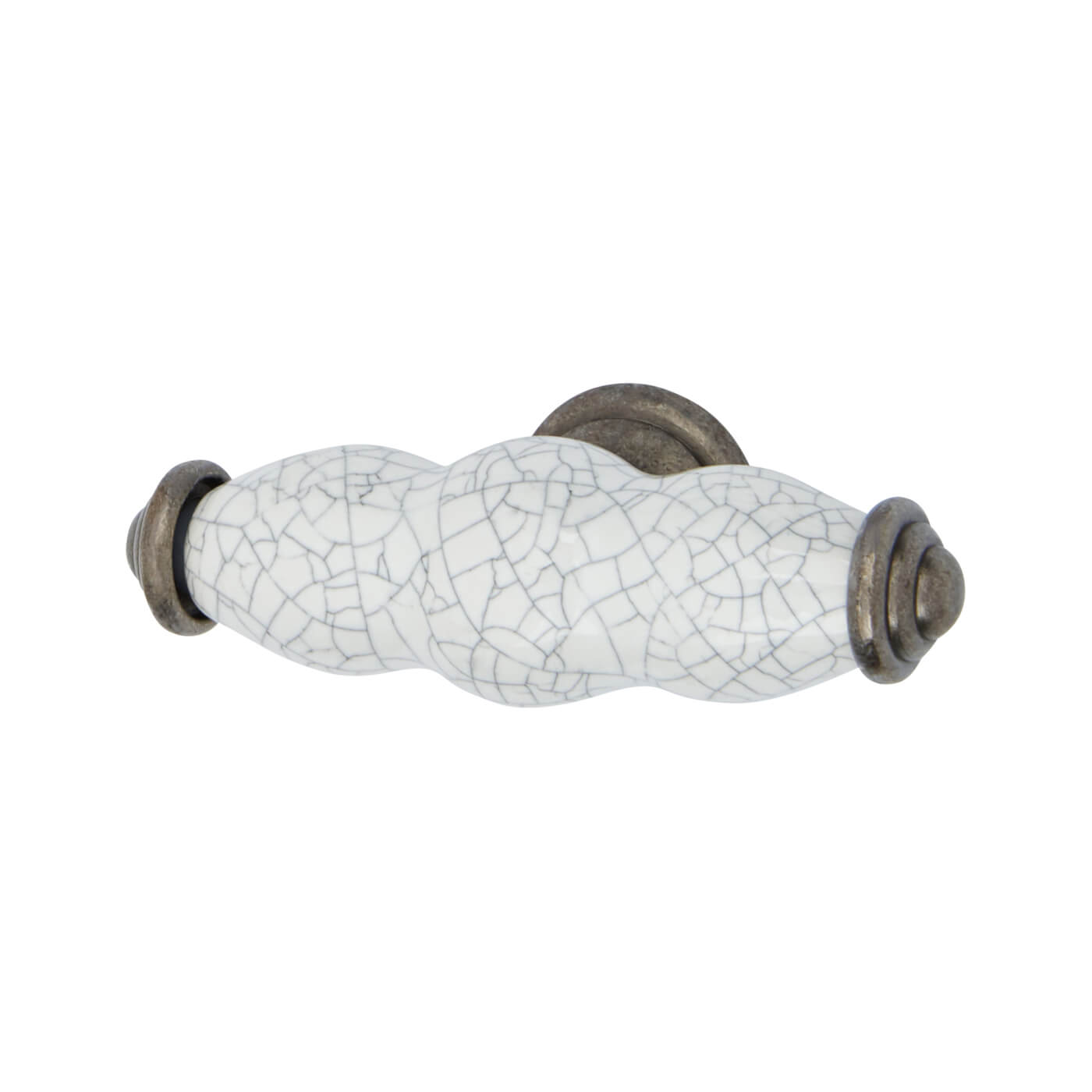 24mm Porcelain Crackle Glaze Shutter T-Bar Cabinet Knob - 76 x 24mm - Pewter Effect - view 2