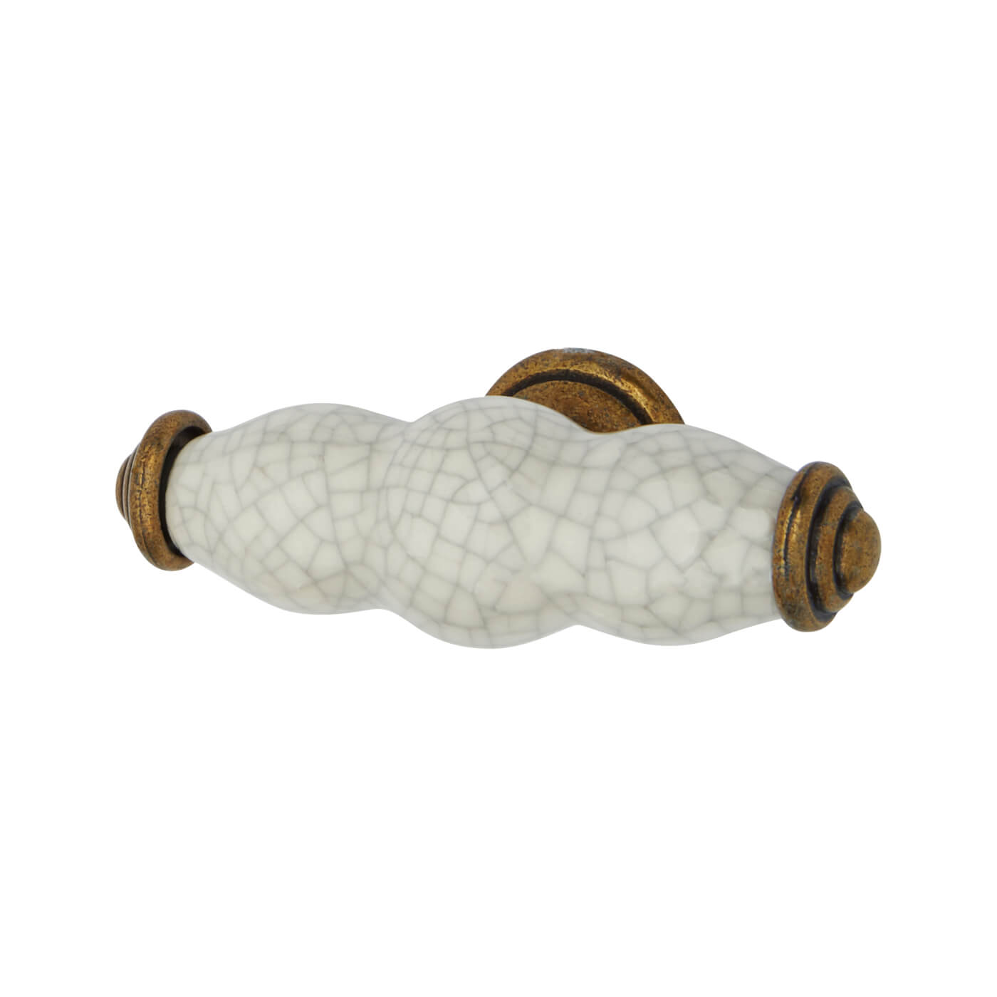 24mm Porcelain Crackle Glaze Shutter T-Bar Cabinet Knob - 76 x 24mm - Antique Brass - view 2
