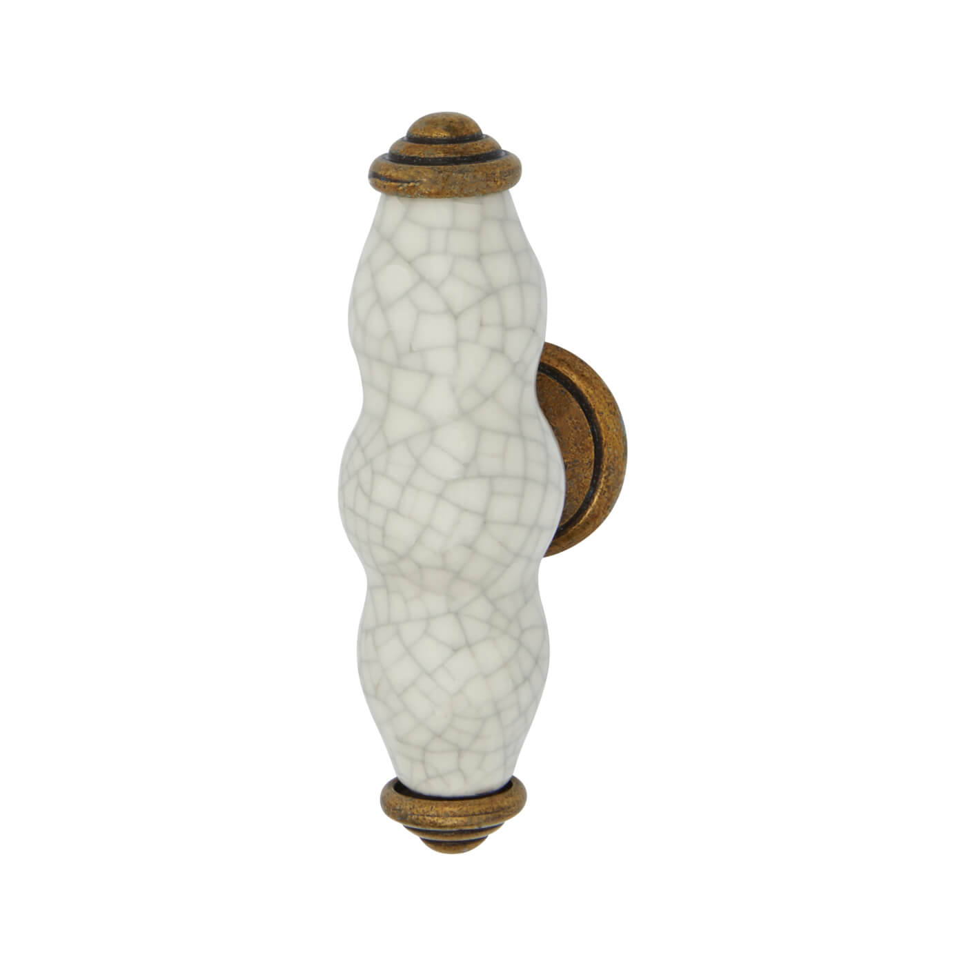 24mm Porcelain Crackle Glaze Shutter T-Bar Cabinet Knob - 76 x 24mm - Antique Brass - view 3