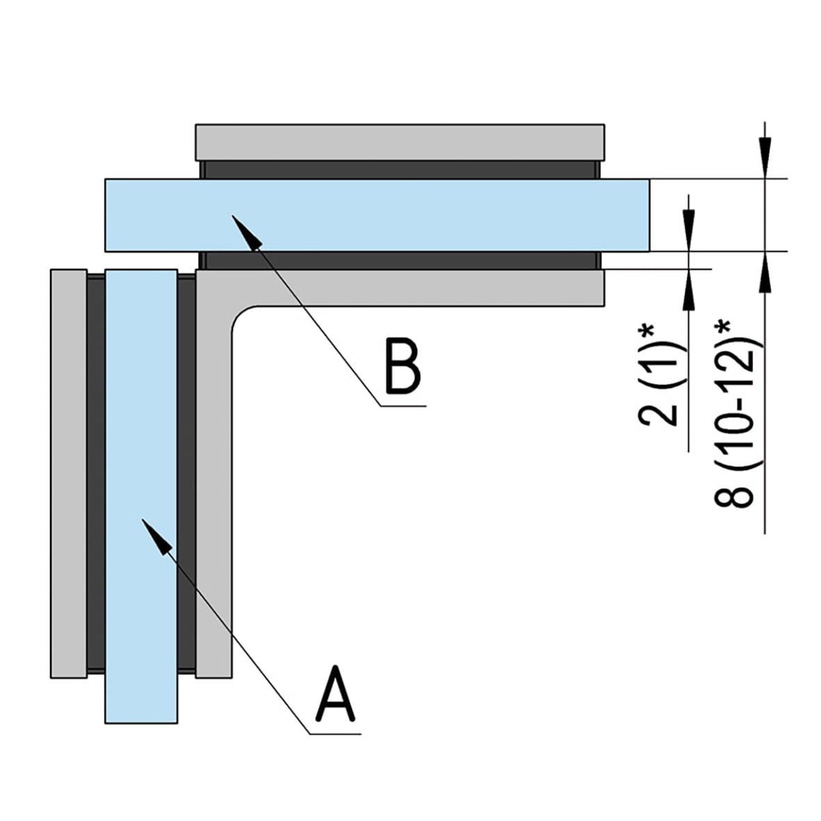 Bilbao Small Glass to Glass Clamp - 90° - 8-12mm Glass - Polished Chrome - view 3