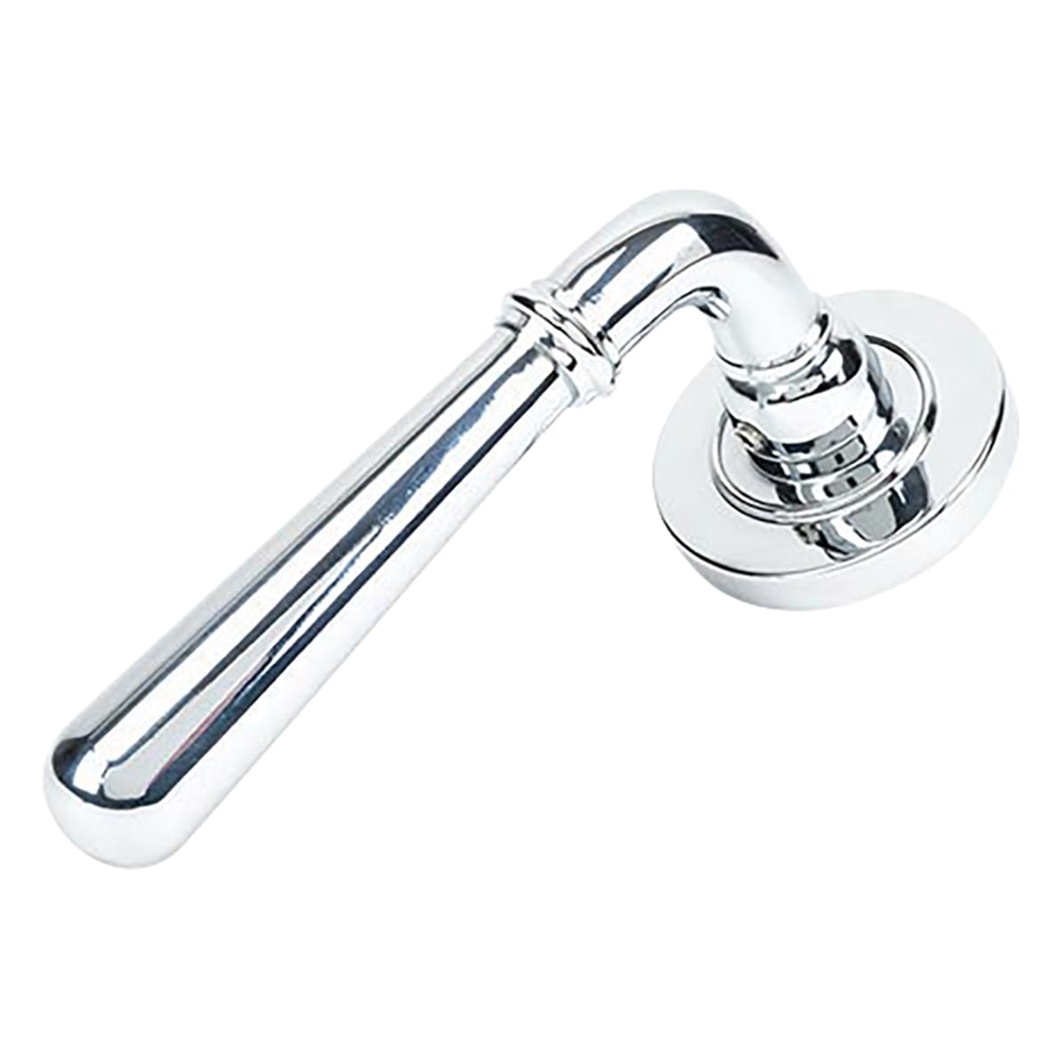 Polished Chrome Door Handles on Round Screw On Rose - Newbury Range - view 2