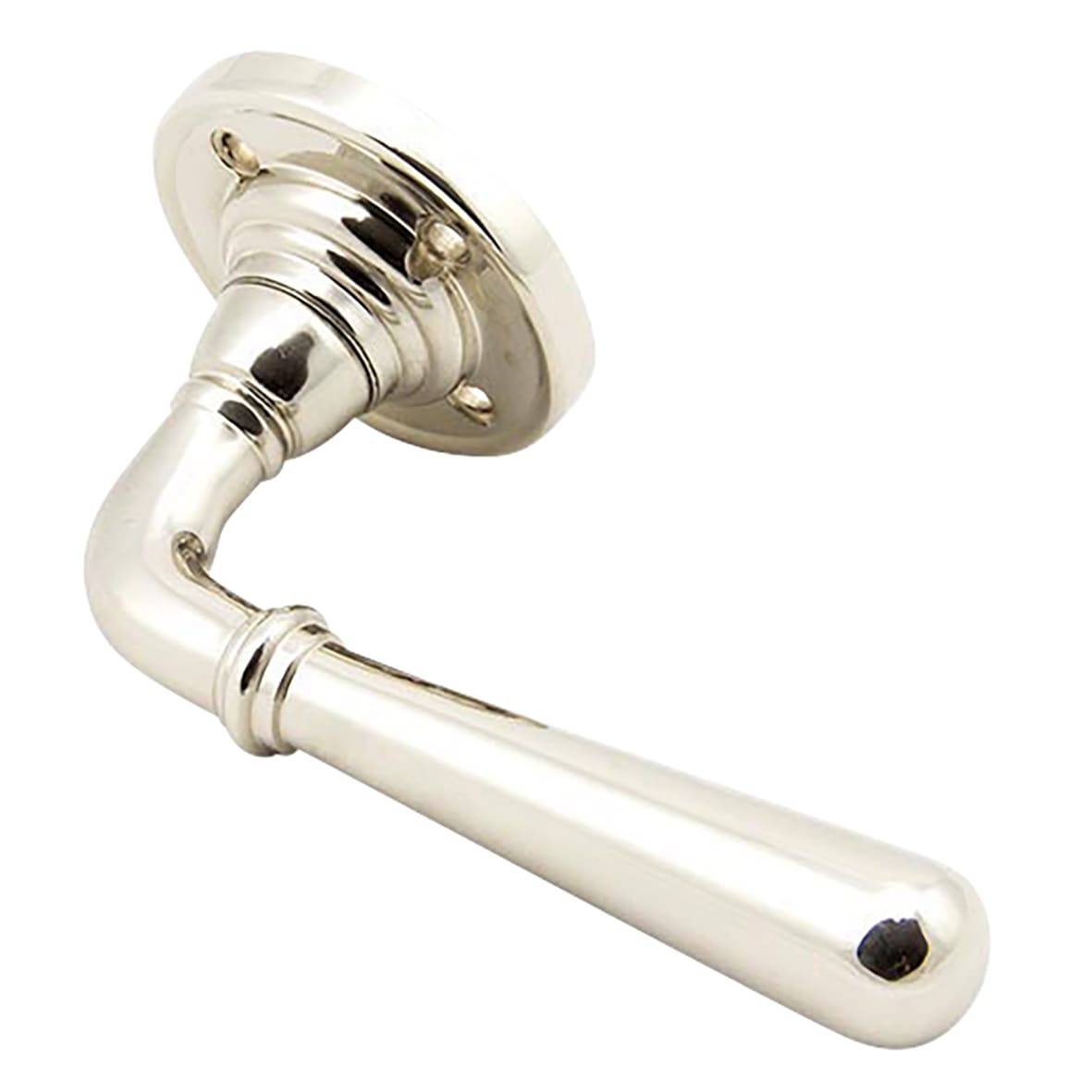 Polished Nickel Door Handles on Round Fixed Rose - Newbury Range - view 2