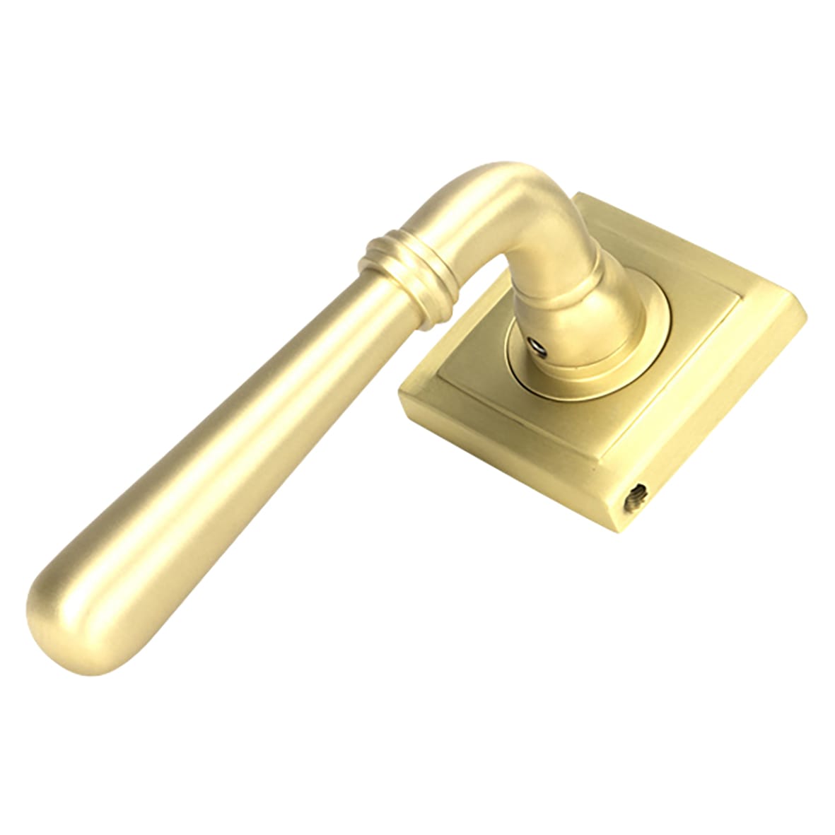 Satin Brass Door Handles on Square Rose - Newbury Range - view 2