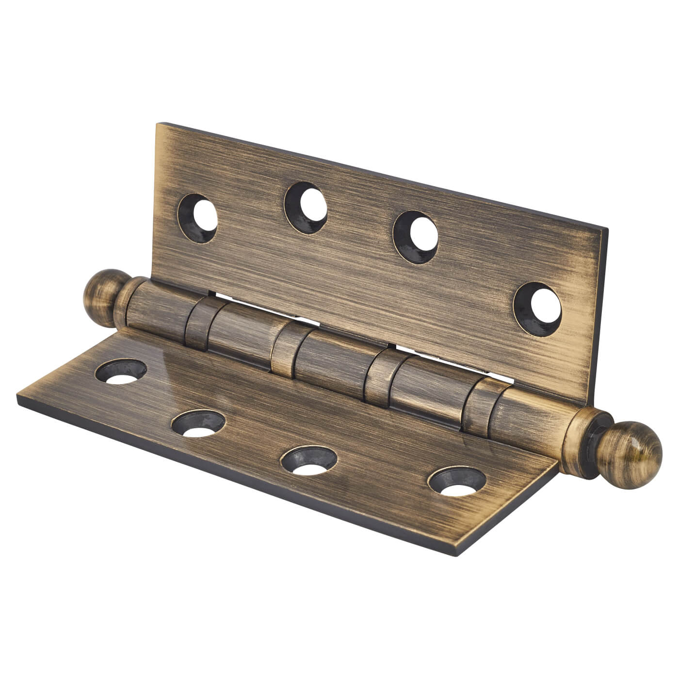 Ball Tip Ball Bearing Butt Door Hinge - 100 x 75 x 3mm - Antique Brass - Pair - view 3