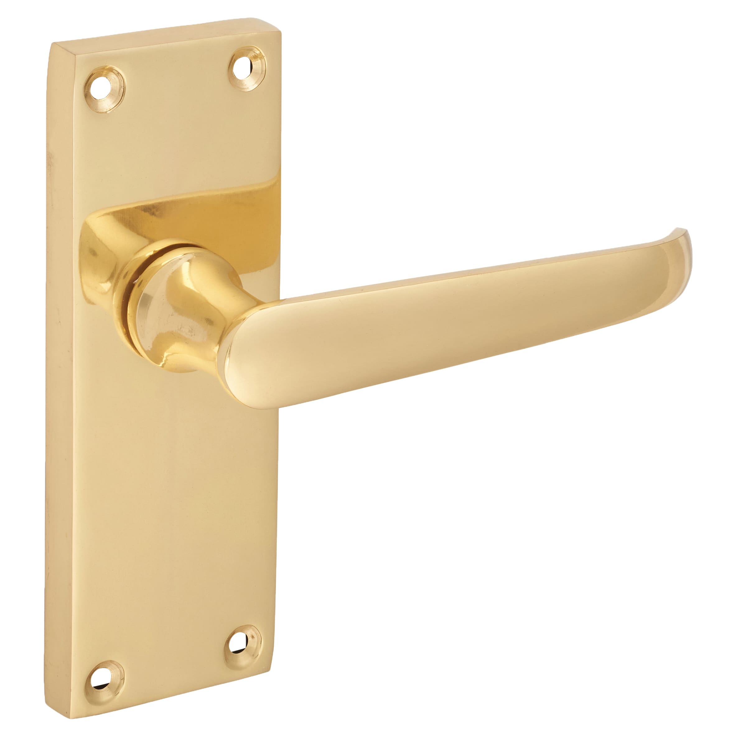 Polished Brass Victorian Straight Latch Door Handles - Short Plate - 118 x 42mm - view 4