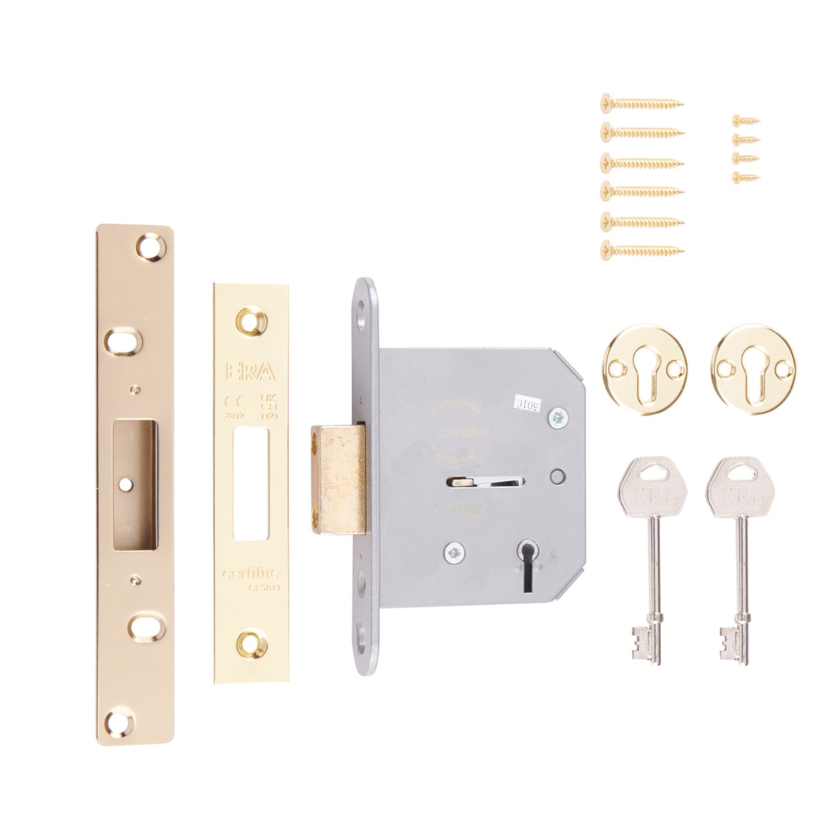 Viscount 5 Lever Deadlock - 76mm Case - 56mm Backset - Polished Brass - view 3
