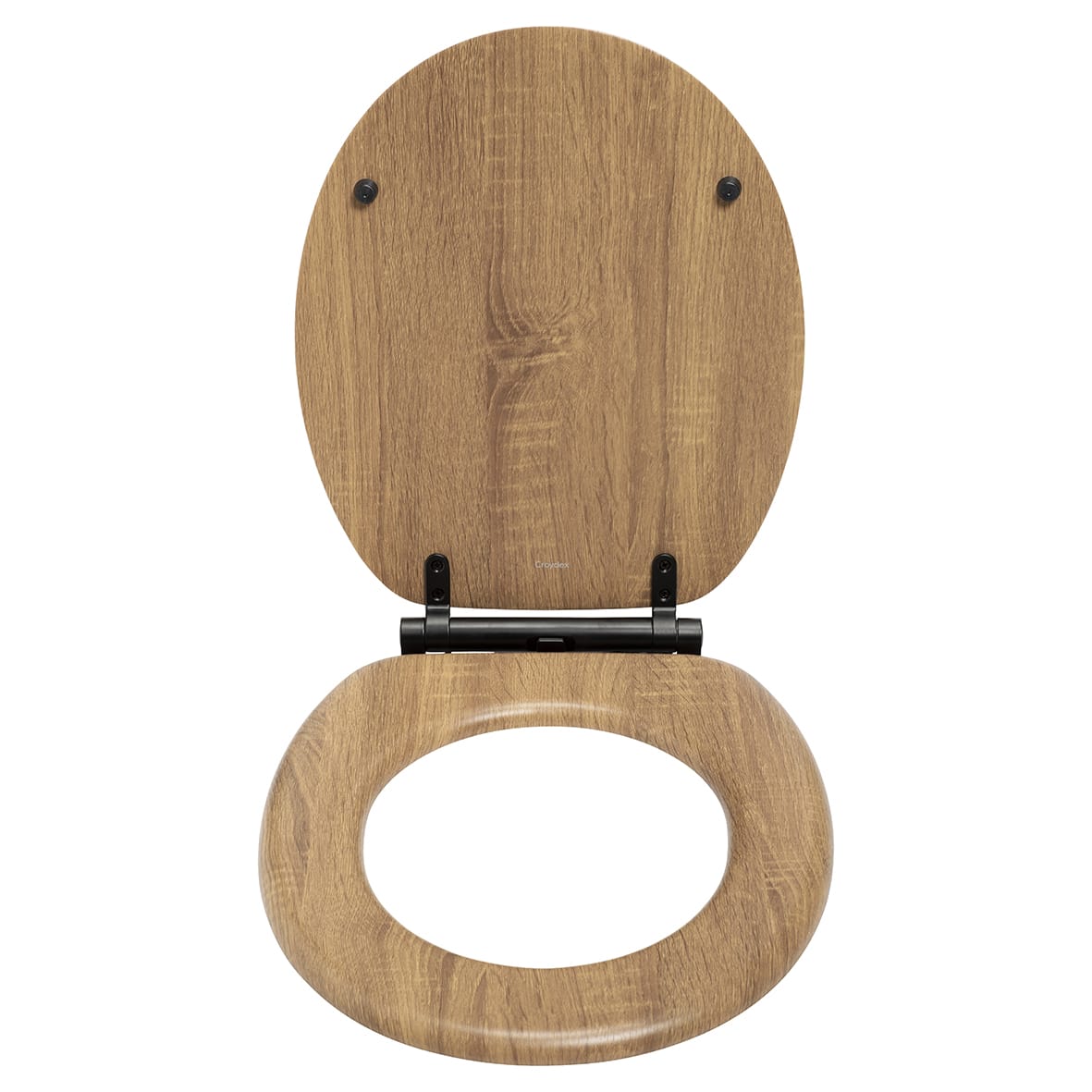 Ontario Flexi-Fix Soft Close Wooden Toilet Seat with Black Hinges - Teak - view 2