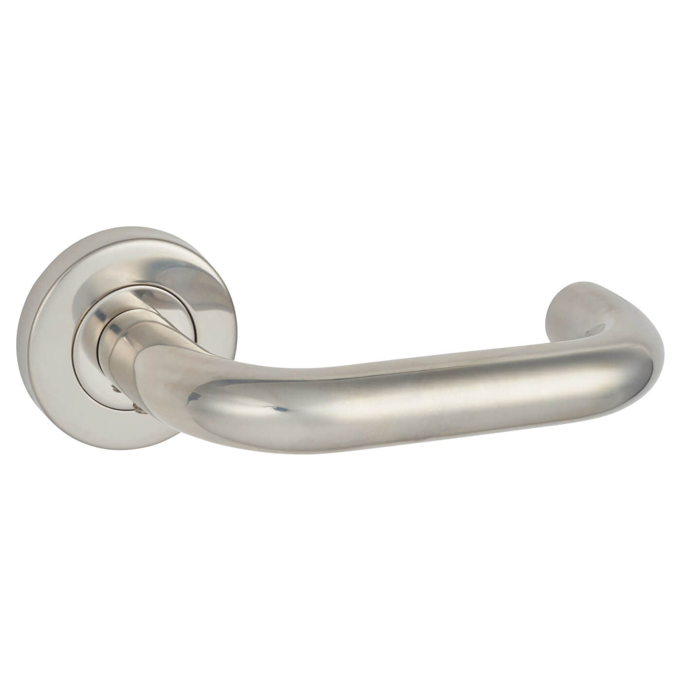 Polished Stainless Steel 19mm Return to Door Handles on Round Rose - view 4