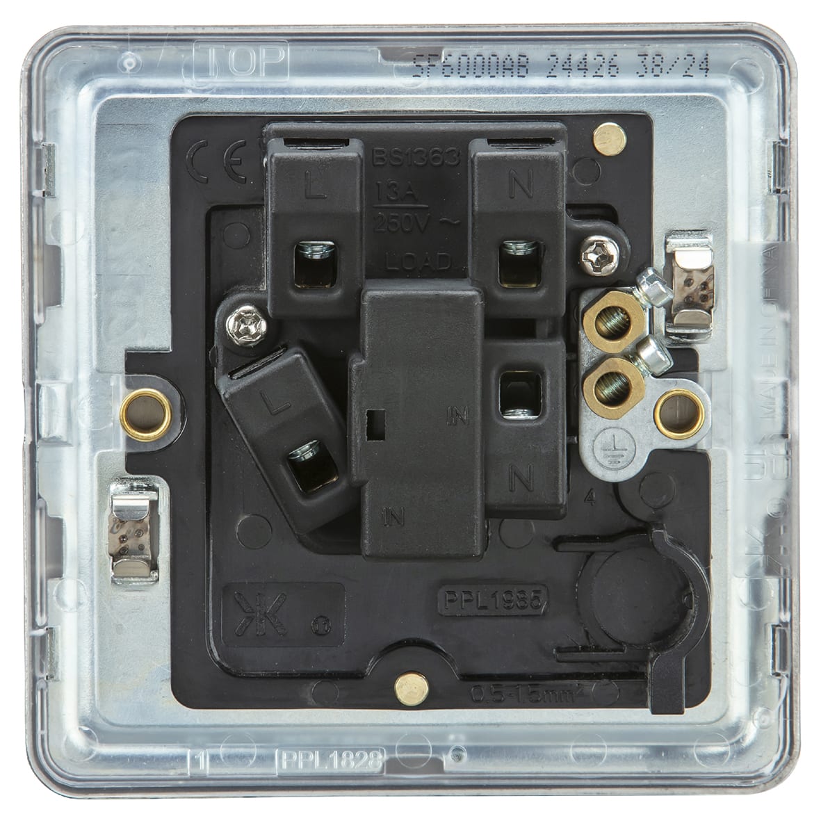 13A 1 Gang Screwless Flat Plate Unswitched Fused Spur - Antique Brass - view 3
