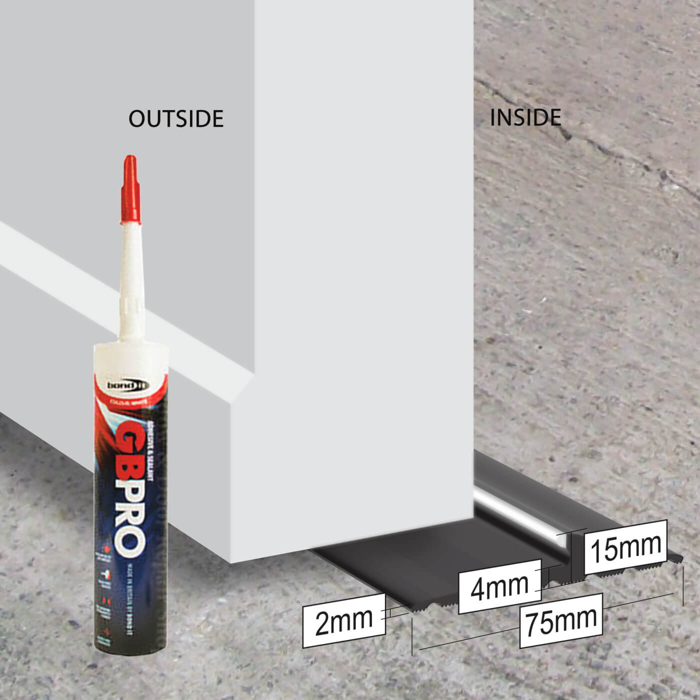 Garage Door Threshold - 2515mm Length - Black - view 4