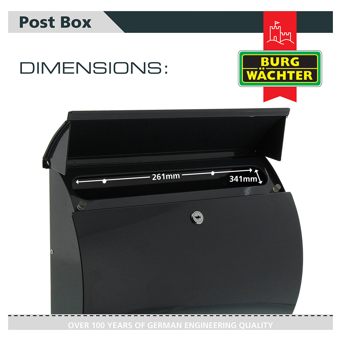 Toscana Postbox - 330 x 376 x 106mm - Anthracite Grey - view 6