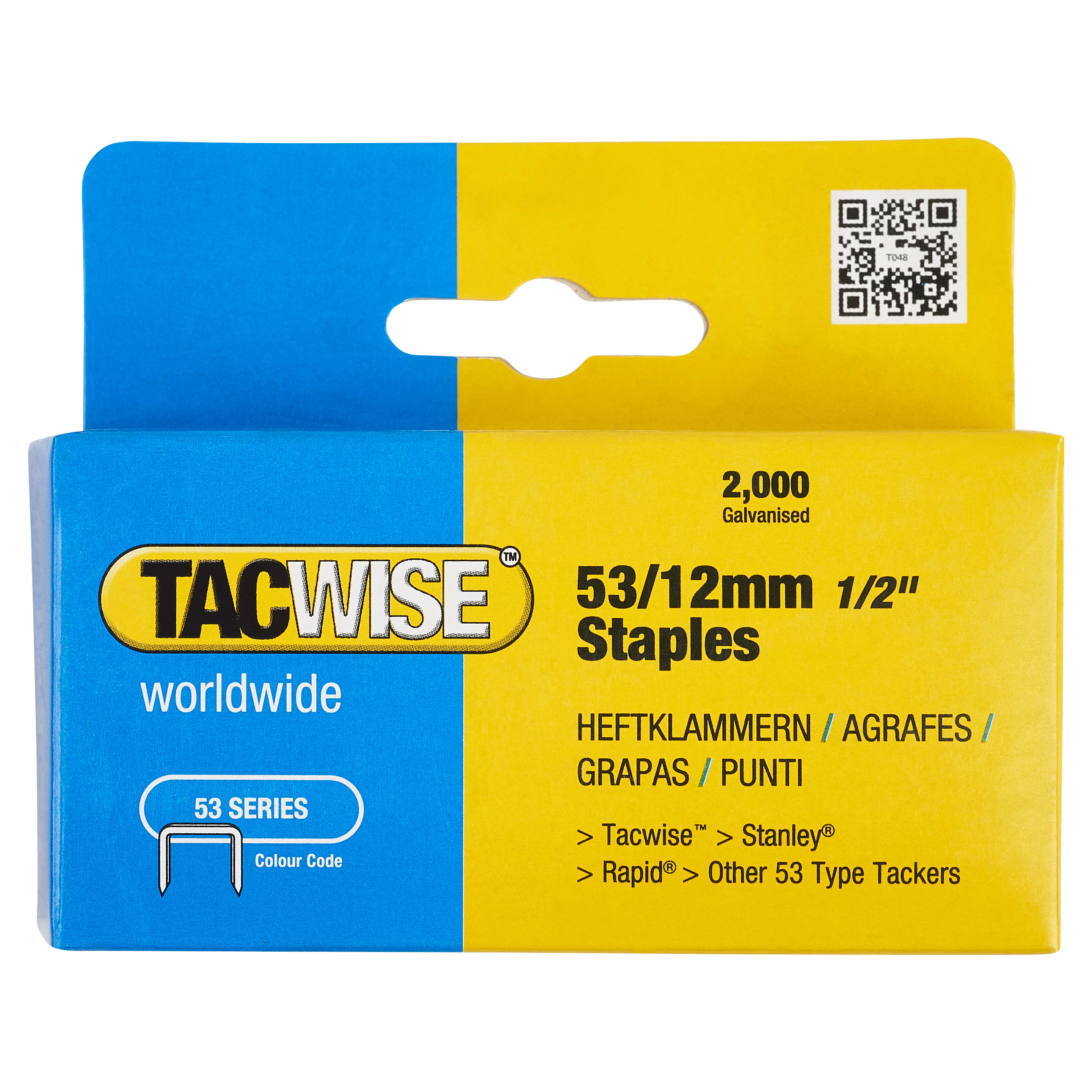 53 Series Staples (JT21,/69/ST10, 53) - 12mm Length - Galvanised - Pack of 2000 - view 3