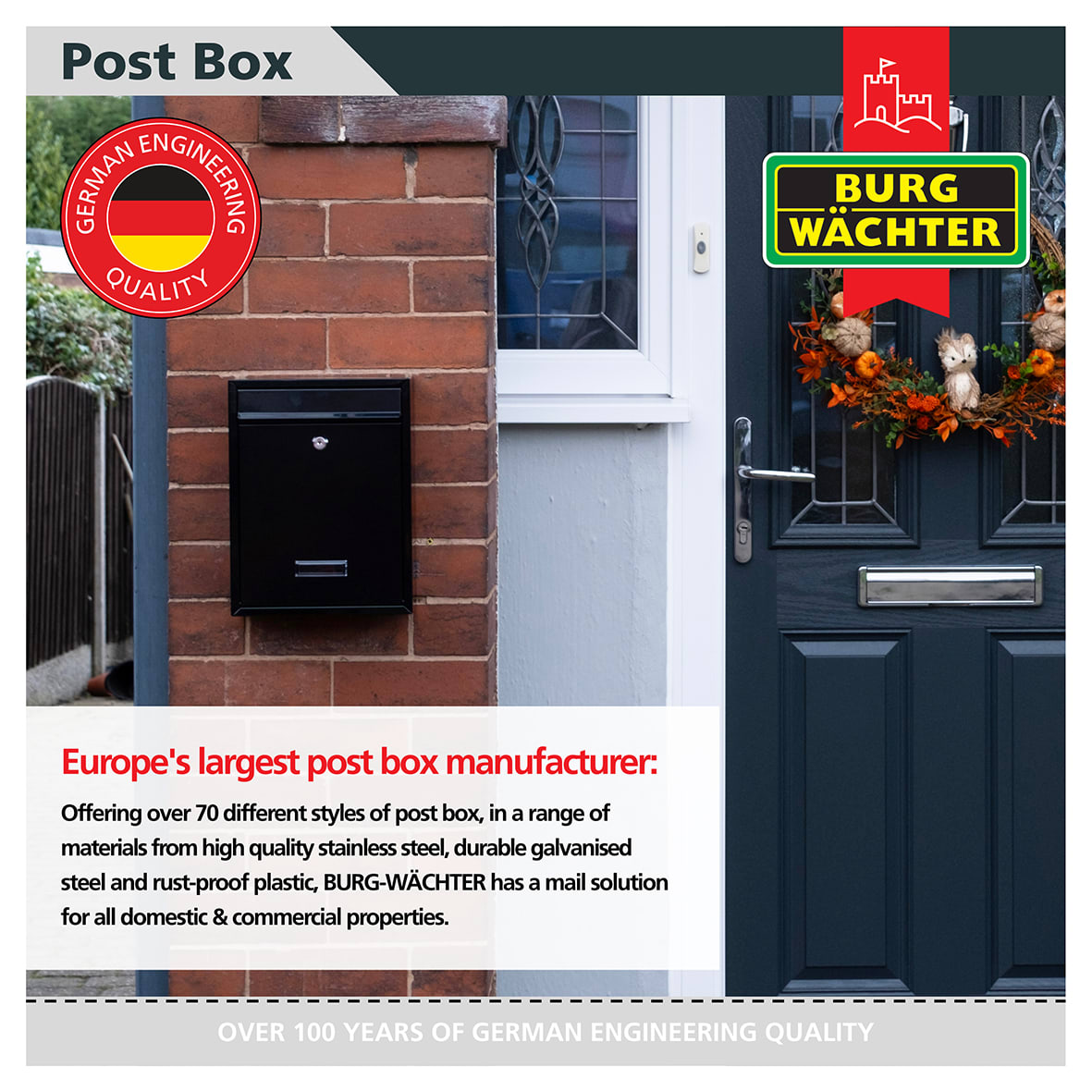 Trent Mailbox - 260 x 340 x 88mm - Black - view 7