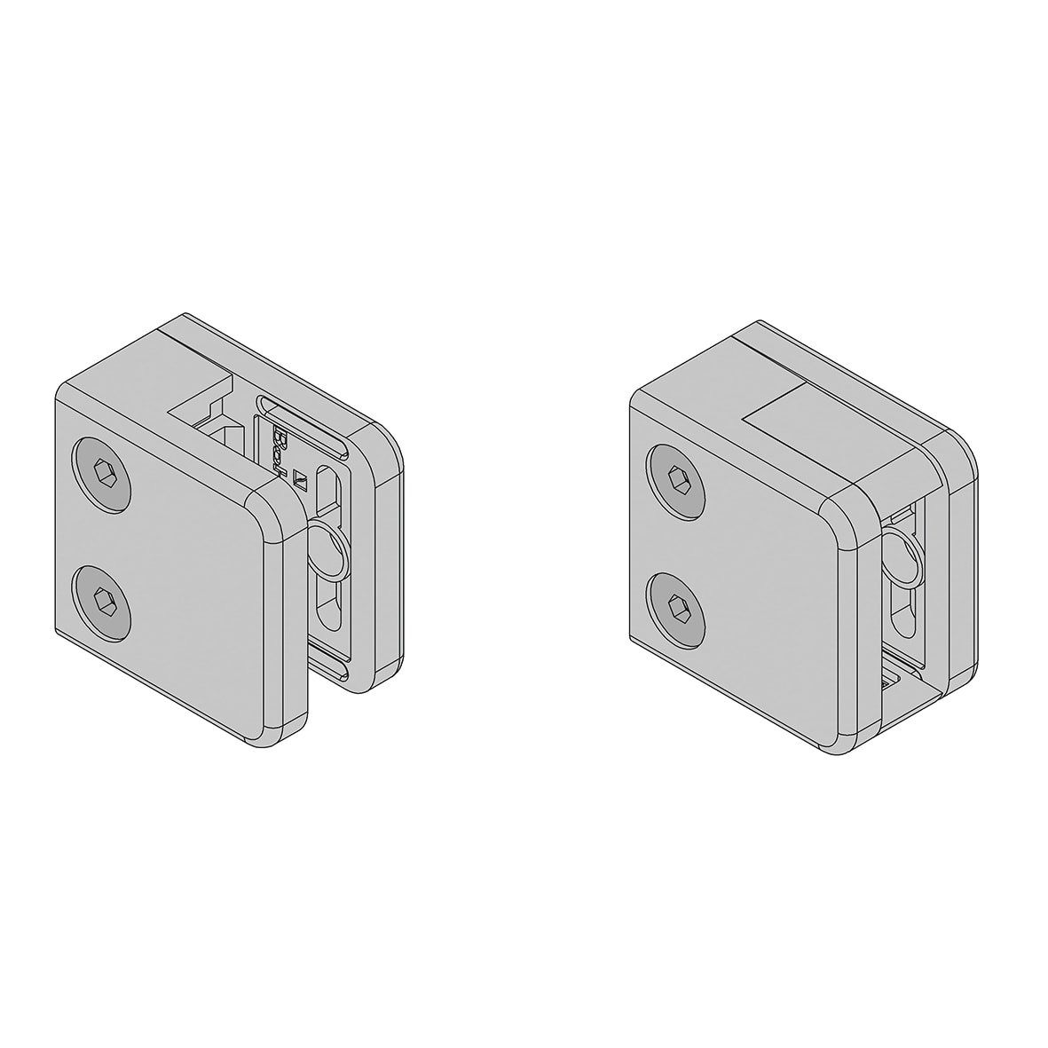 Square Balustrade Clamp - 45 x 45mm - Austenitic Stainless Steel - Pack of 4 - view 3
