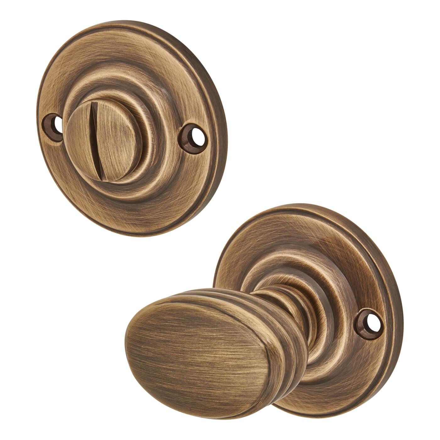 Bathroom Turn & Release - 40mm Diameter - Antique Brass - view 2