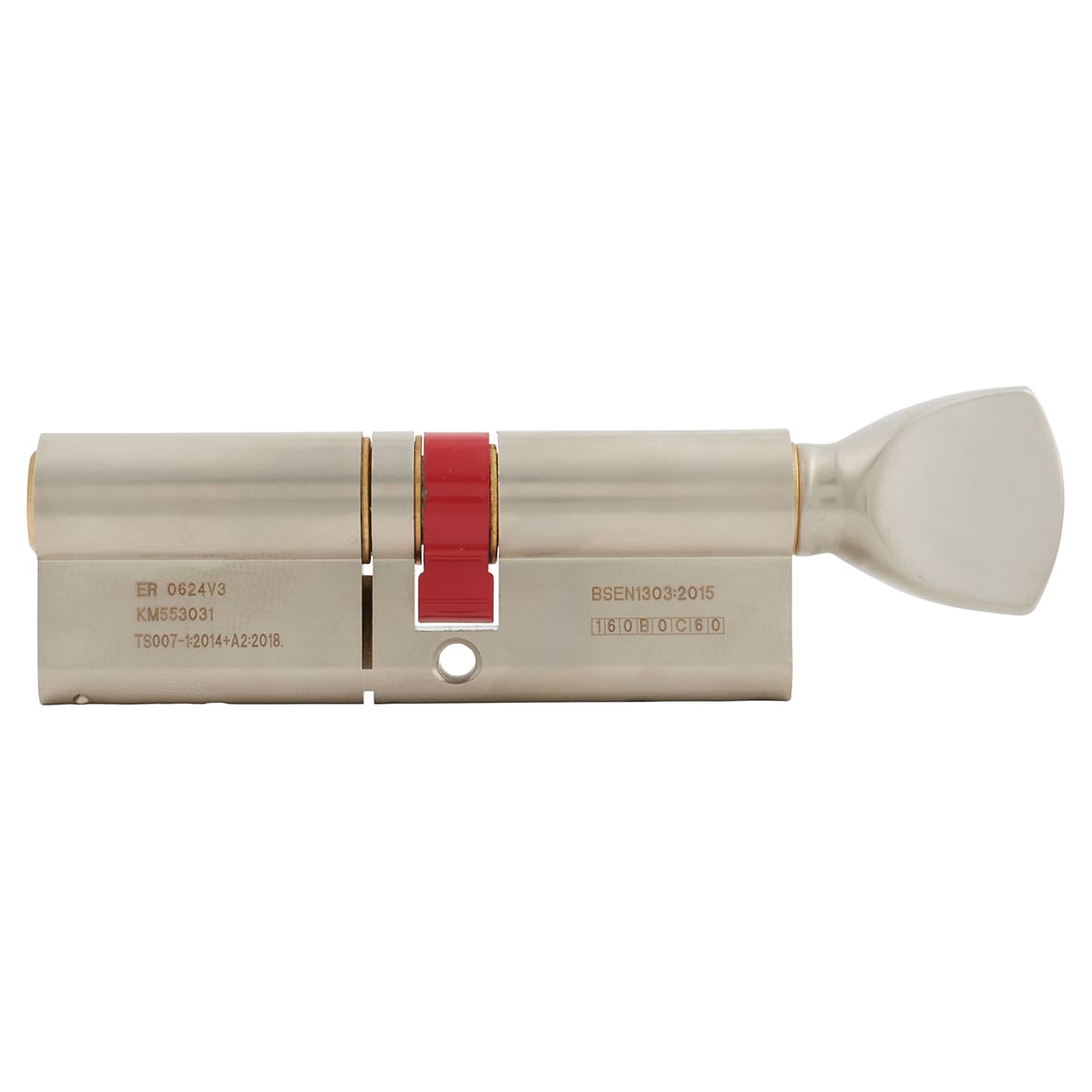 3 Star 6 Pin 90mm Euro Thumbturn Cylinder - 40mm Turn + 50mm - Satin Nickel/ Satin Brass - view 3
