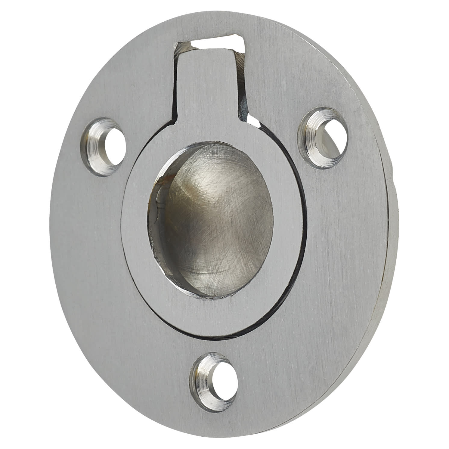 Round Flush Ring Cabinet Pull Handle - 38mm Diameter - Satin Chrome - view 2