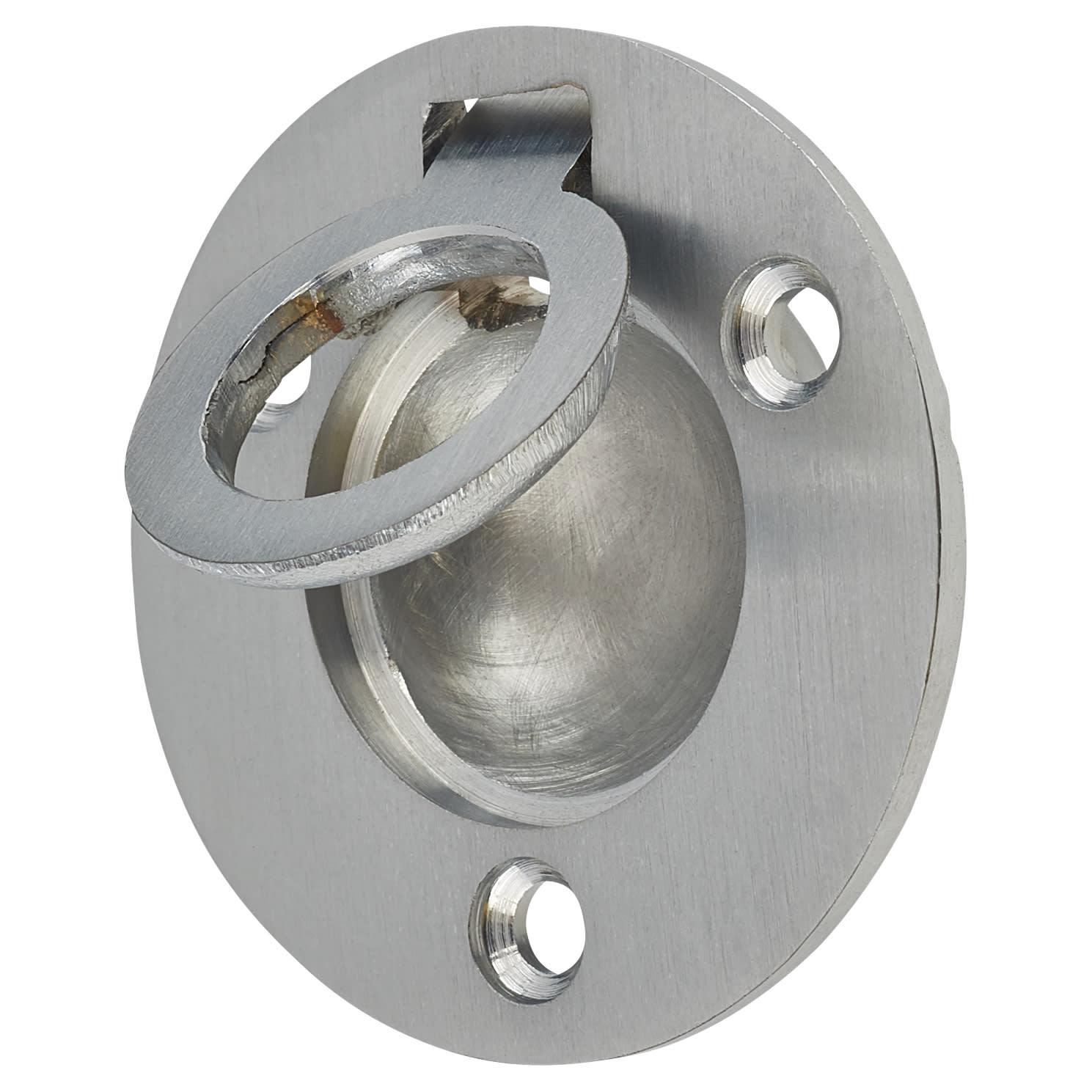 Round Flush Ring Cabinet Pull Handle - 38mm Diameter - Satin Chrome - view 3