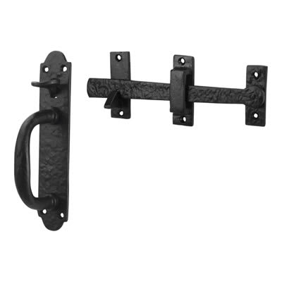 Antique Black Iron Lakeland Thumb Latch Set - view 2