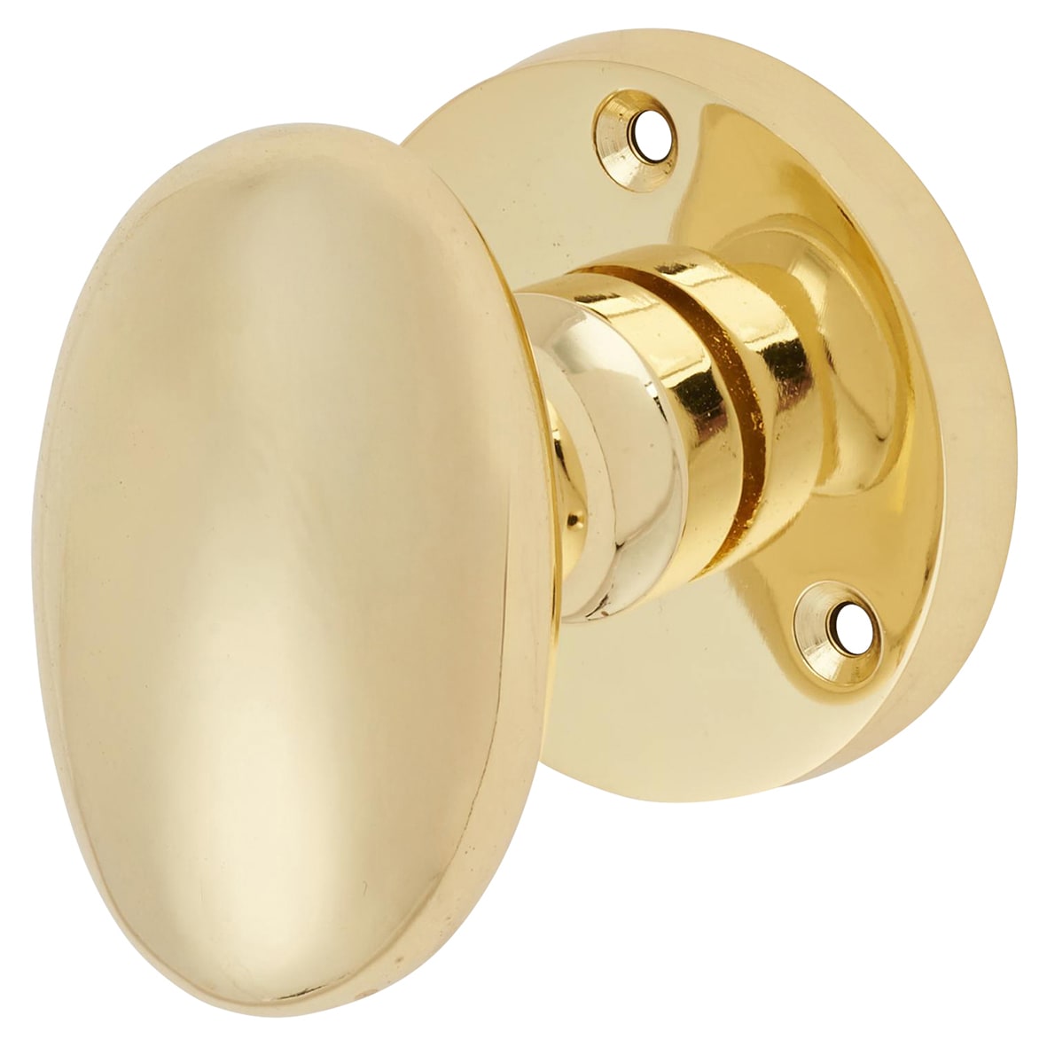 Polished Brass Victorian Oval Mortice Door Knob - 61mm Rose Diameter - view 2