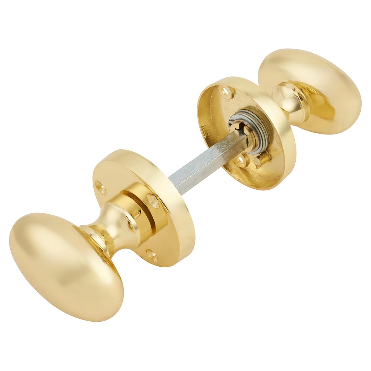 Polished Brass Victorian Oval Mortice Door Knob - 61mm Rose Diameter - view 4