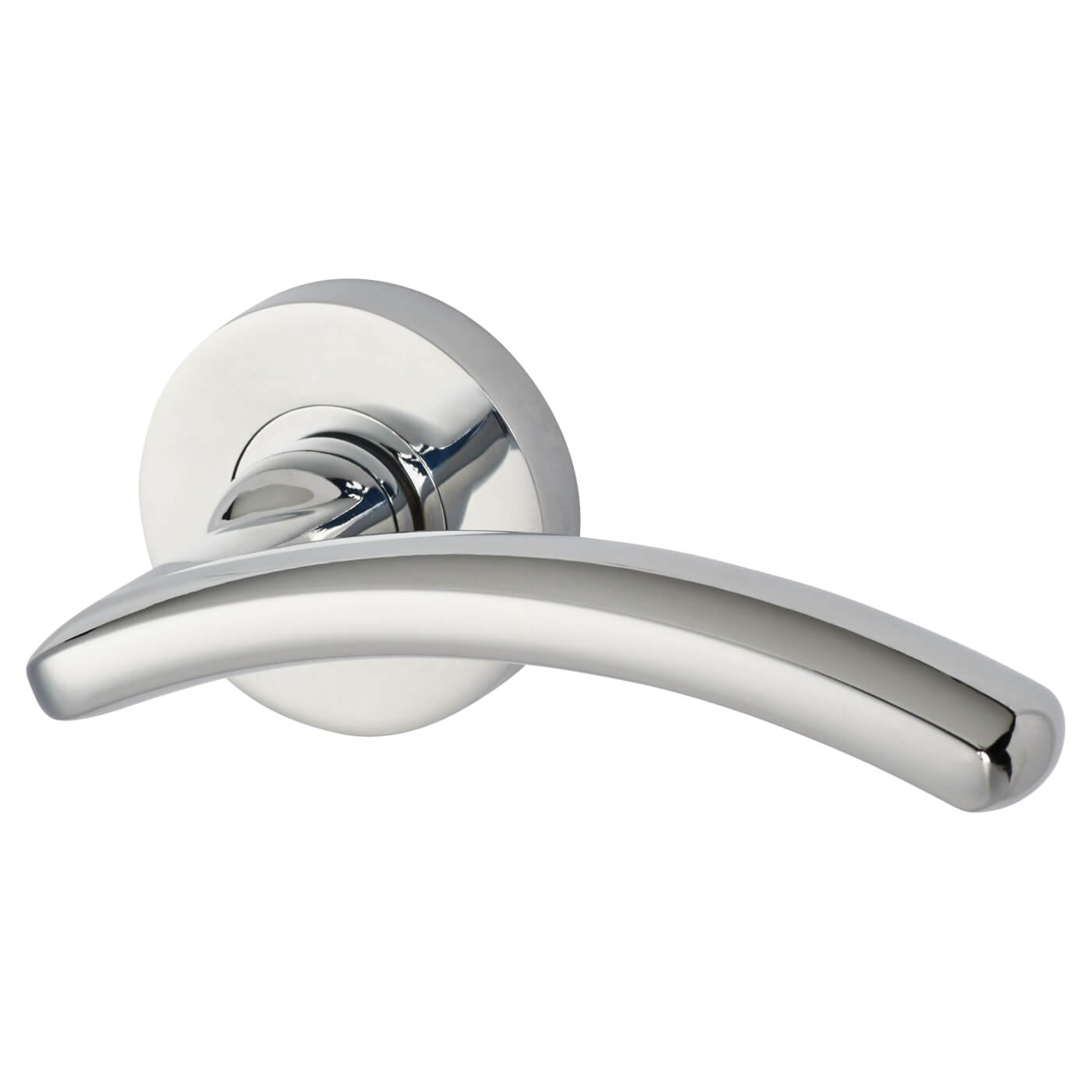 Polished Chrome Door Handles on Round Rose - Viper Range - view 2