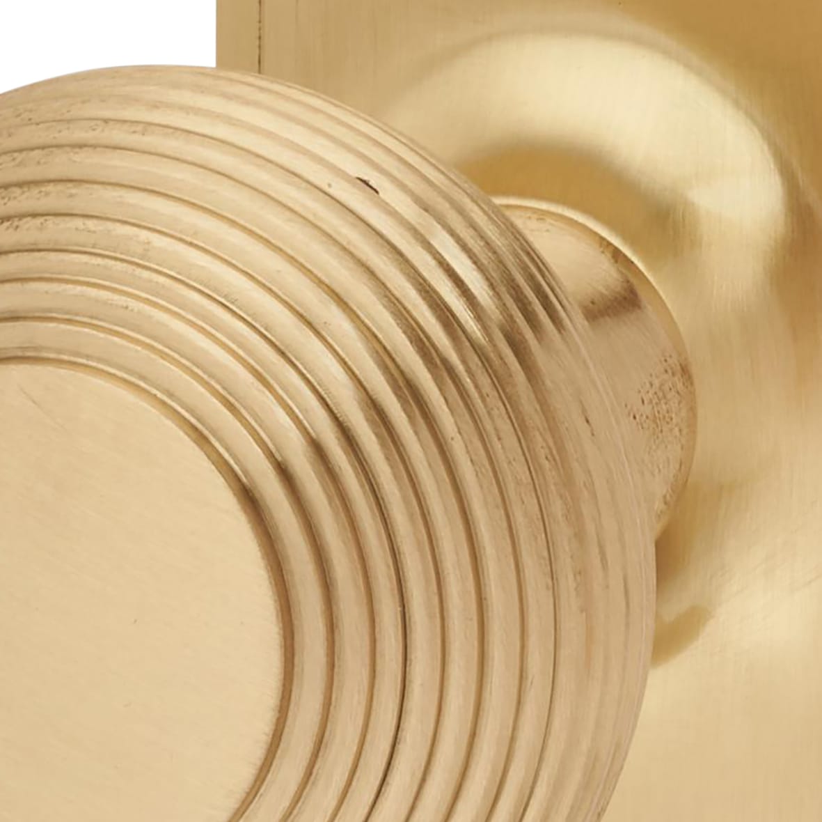Satin Brass Reeded Bathroom Mortice Door Knob on Backplate - 205 x 52mm - Miller Range - view 5