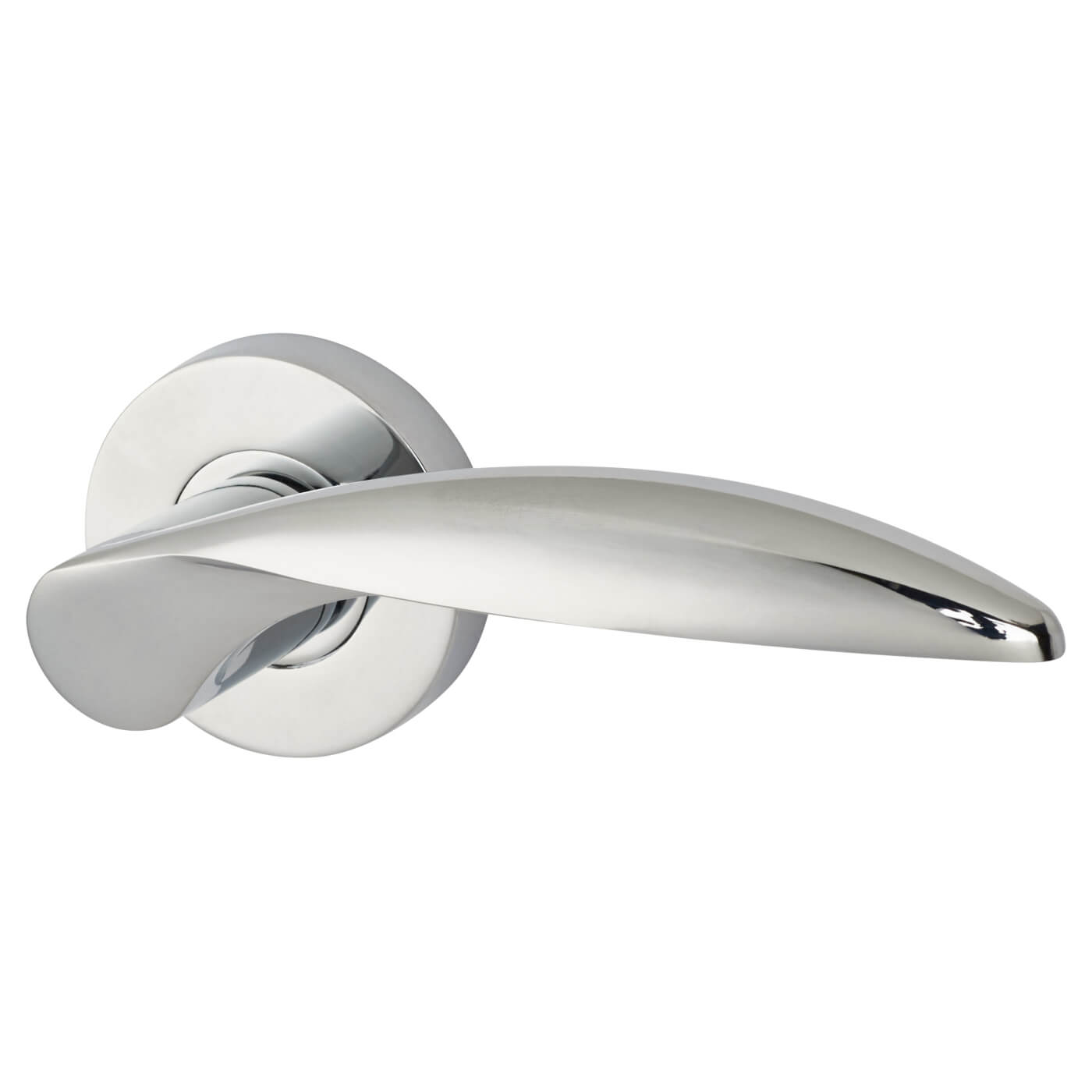 Polished Chrome Door Handles on Round Rose - Cresta Range - view 2