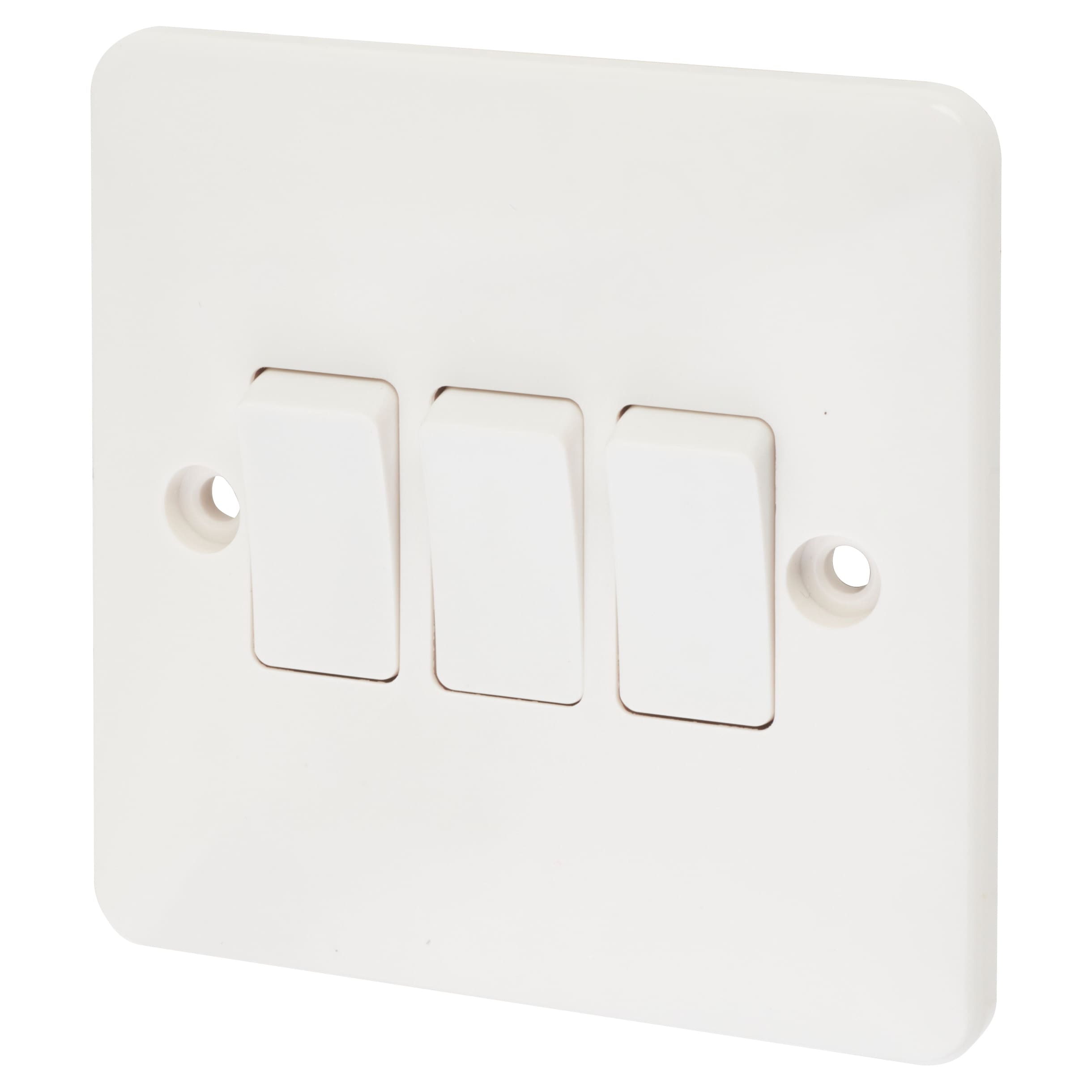 10A 3 Gang 2 Way Light Switch - White - view 2
