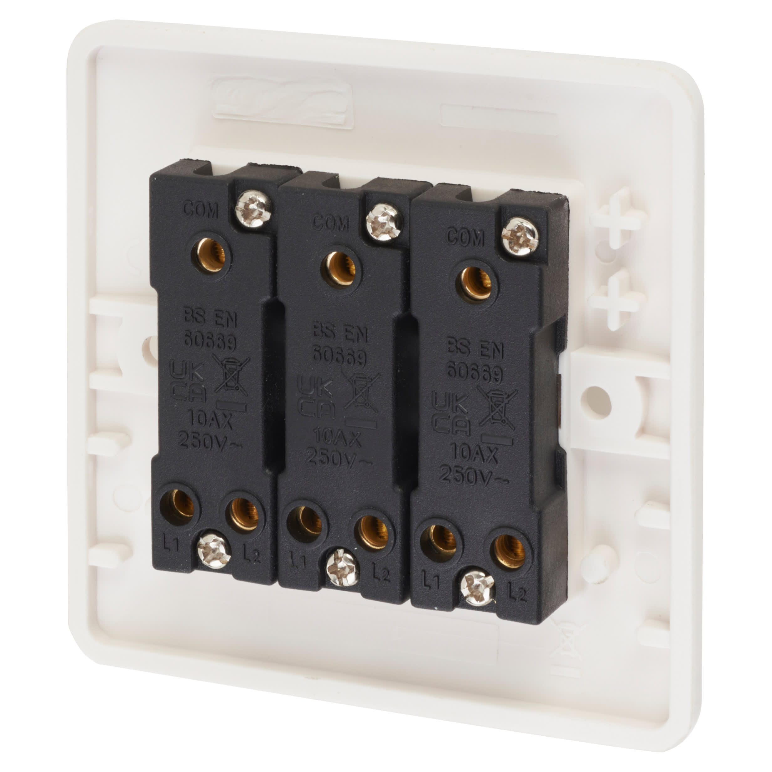 10A 3 Gang 2 Way Light Switch - White - view 3
