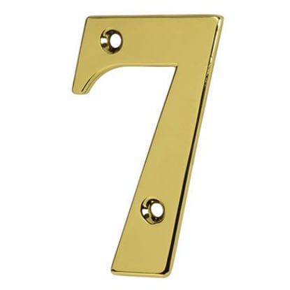 79mm Screw Fix Door Numeral - 7 - Polished Brass Effect - view 2