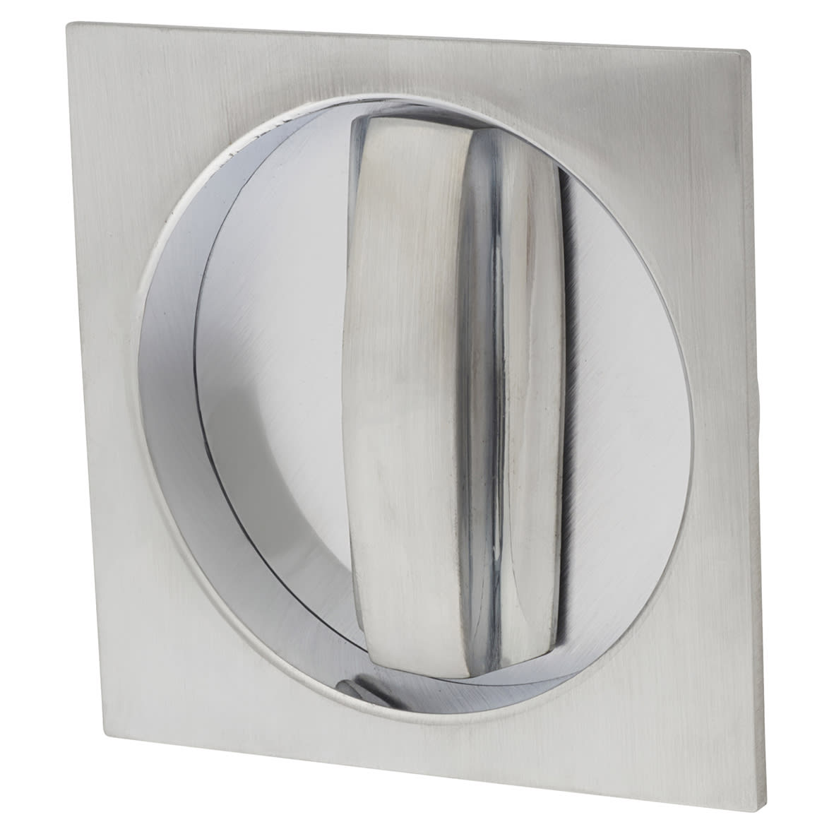 Essentials Square Privacy Handle Set with Lock - Satin Chrome - view 2