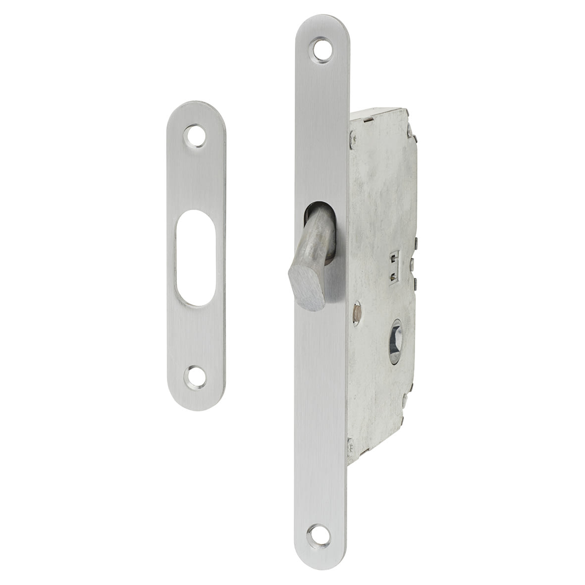 Essentials Square Privacy Handle Set with Lock - Satin Chrome - view 5