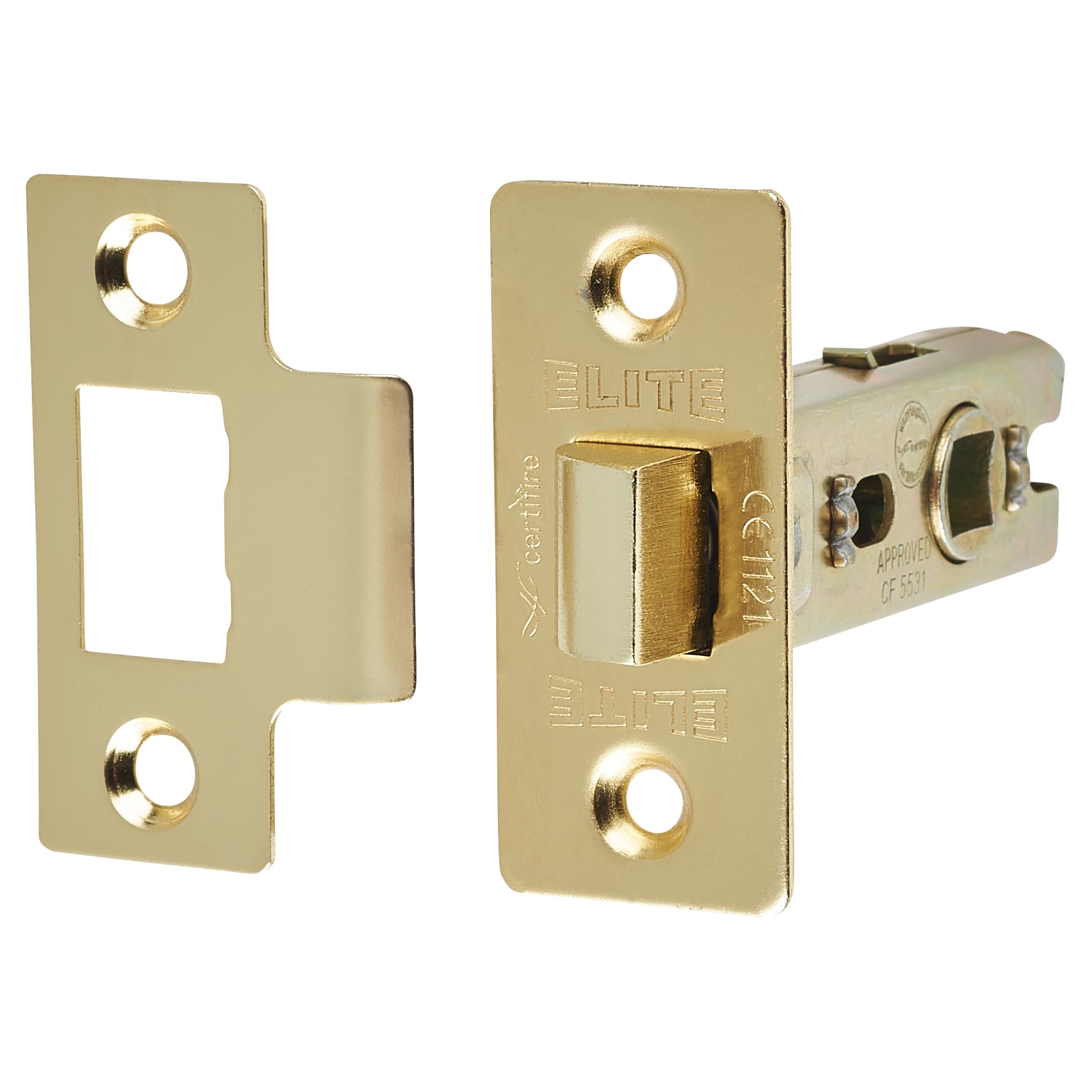 Tubular Latch Pack - 57mm Backset - 3 x Fire Rated Ball Bearing Hinges - Polished Brass - view 3