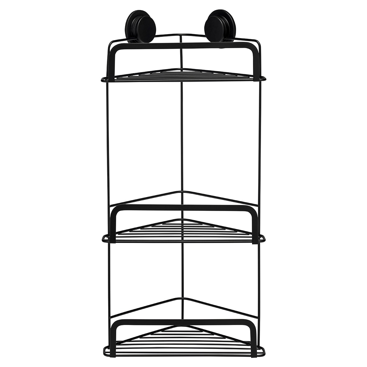 Stick 'N' Lock Corner Shower Basket - Three Tier - 536 x 260 x 166mm - Matt Black - view 2