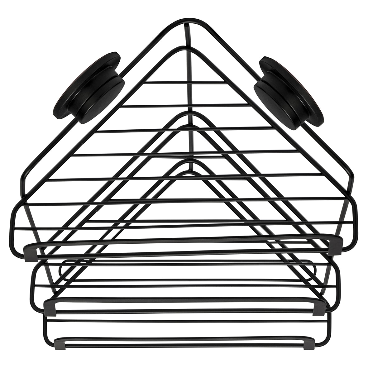 Stick 'N' Lock Corner Shower Basket - Three Tier - 536 x 260 x 166mm - Matt Black - view 3