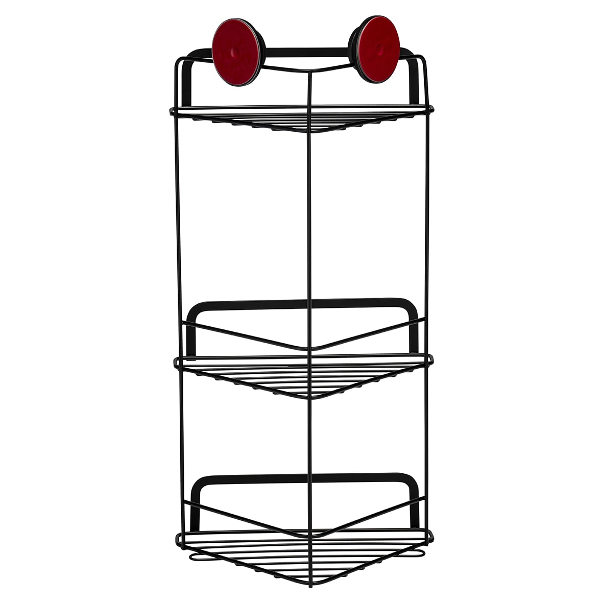 Stick 'N' Lock Corner Shower Basket - Three Tier - 536 x 260 x 166mm - Matt Black - view 4