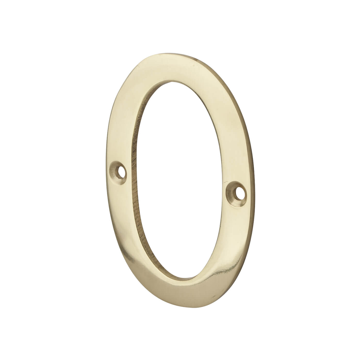76mm Screw Fix Door Numeral - 0 - Polished Brass - view 2
