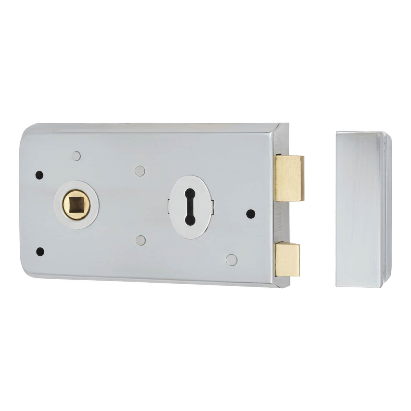 Plain Edge Rim Sashlock - 142 x 83mm - Satin Chrome - view 2