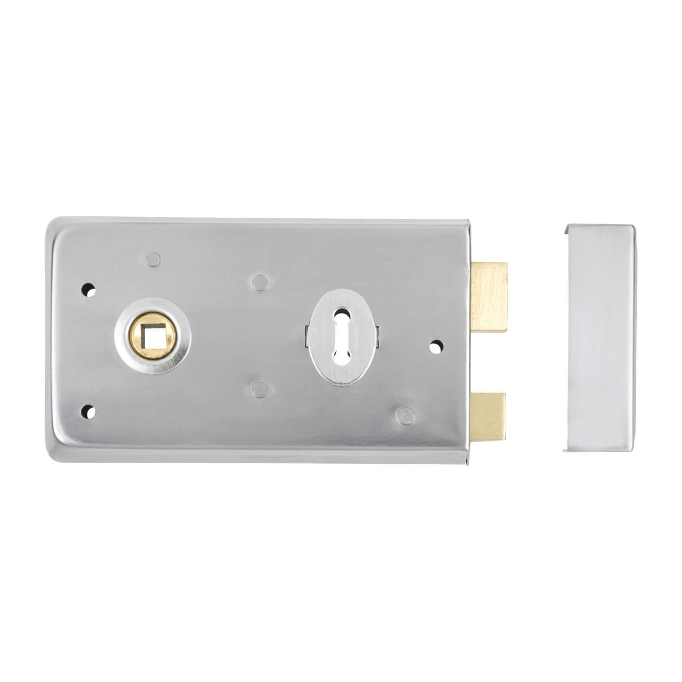 Plain Edge Rim Sashlock - 142 x 83mm - Satin Chrome - view 3