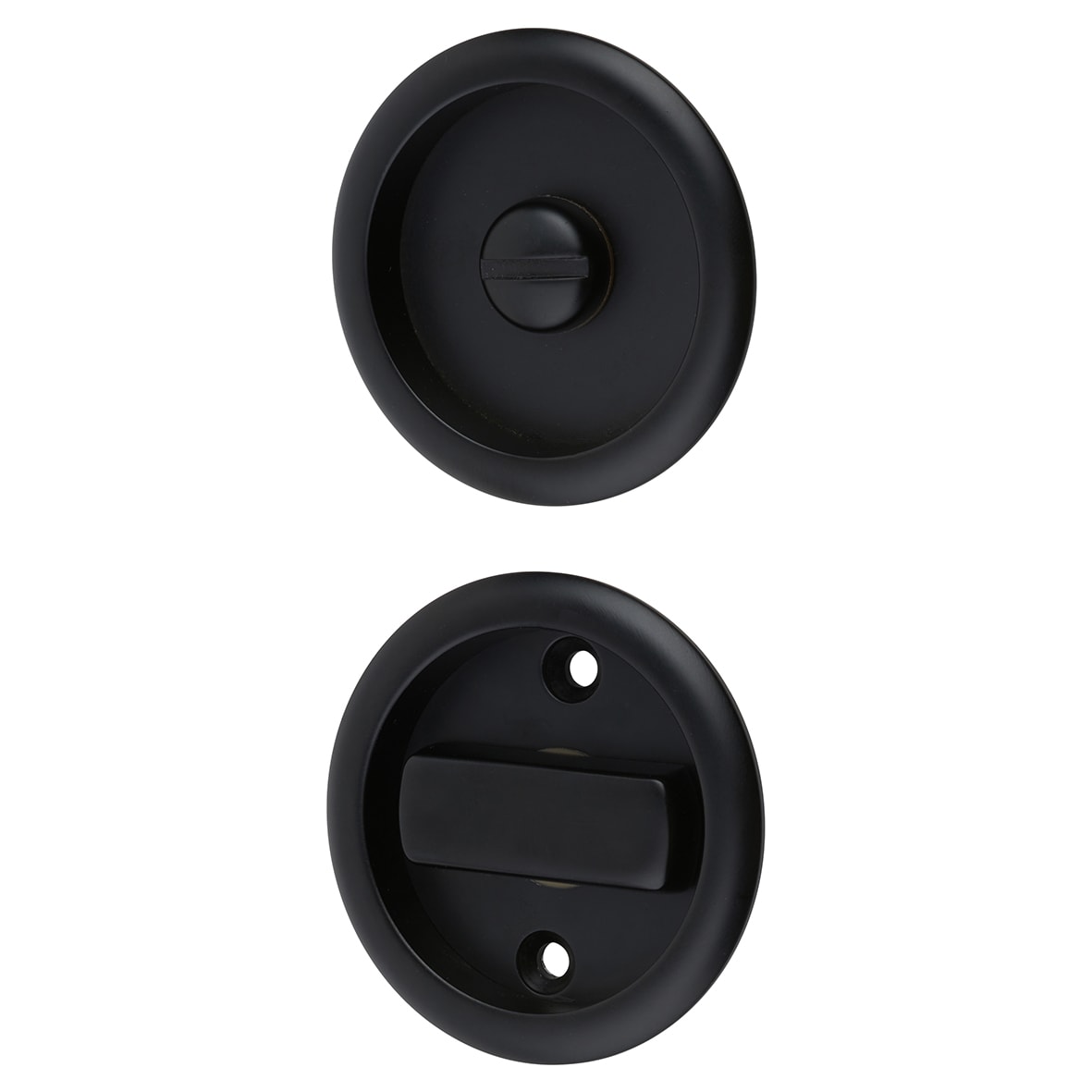 Round Flush Privacy Set with Bolt - Matt Black - view 2