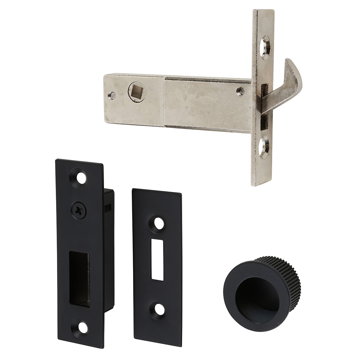 Round Flush Privacy Set with Bolt - Matt Black - view 3