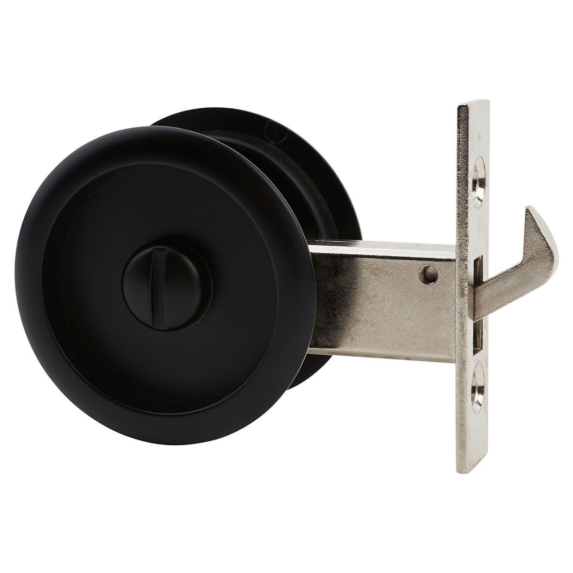 Round Flush Privacy Set with Bolt - Matt Black - view 4