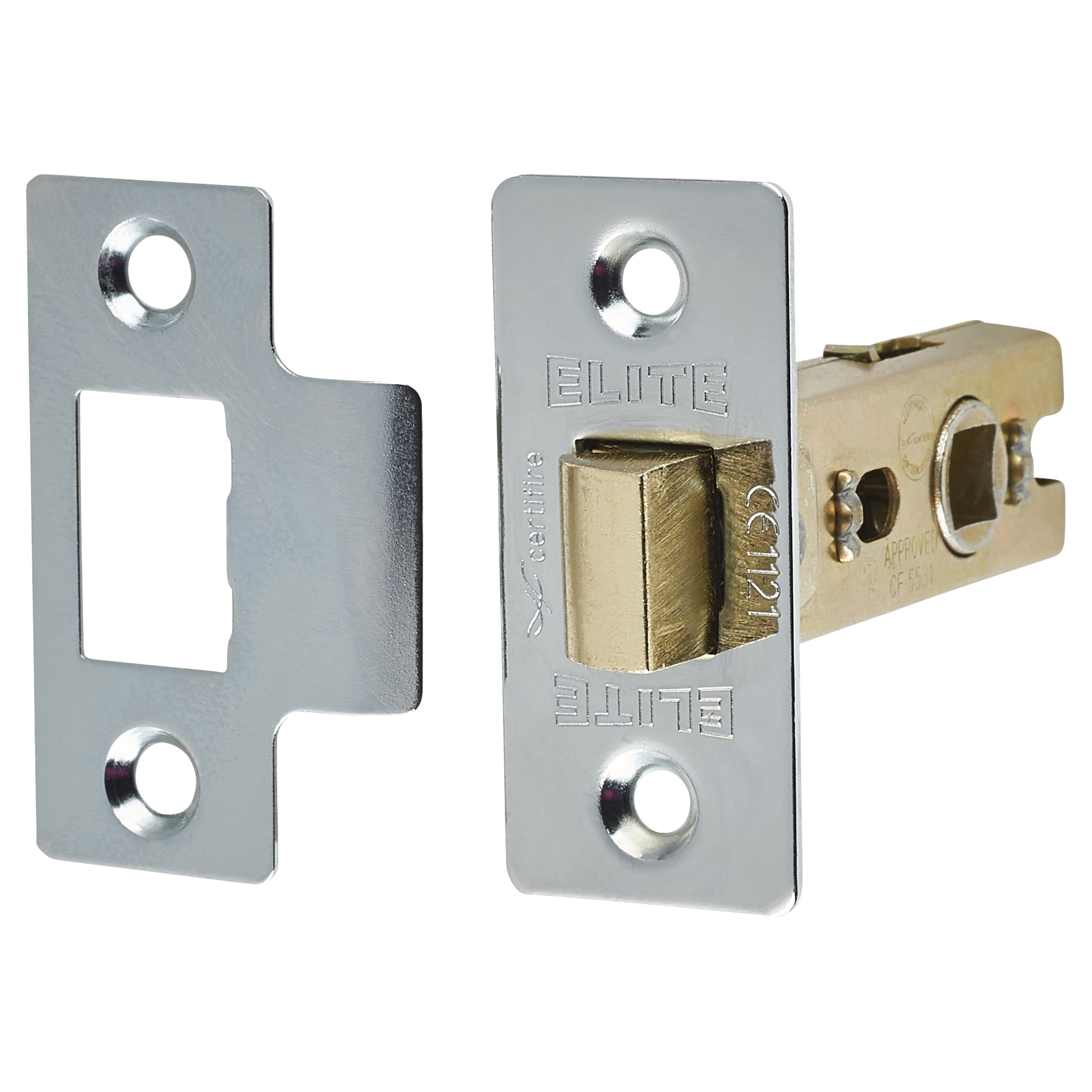 Tubular Latch Pack - 57mm Backset - 3 x Fire Rated Button Tip Hinges - Polished Chrome - view 3