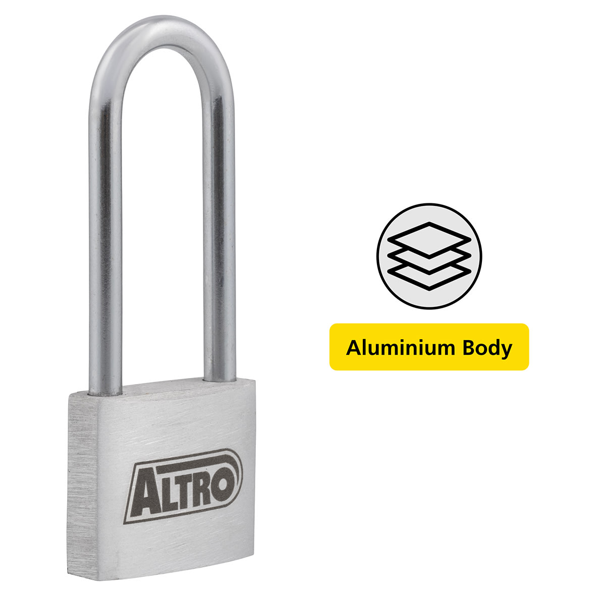 Aluminium Long Shackle Padlock - 40mm Body - 65 x 22mm Shackle - Keyed to Differ - view 2