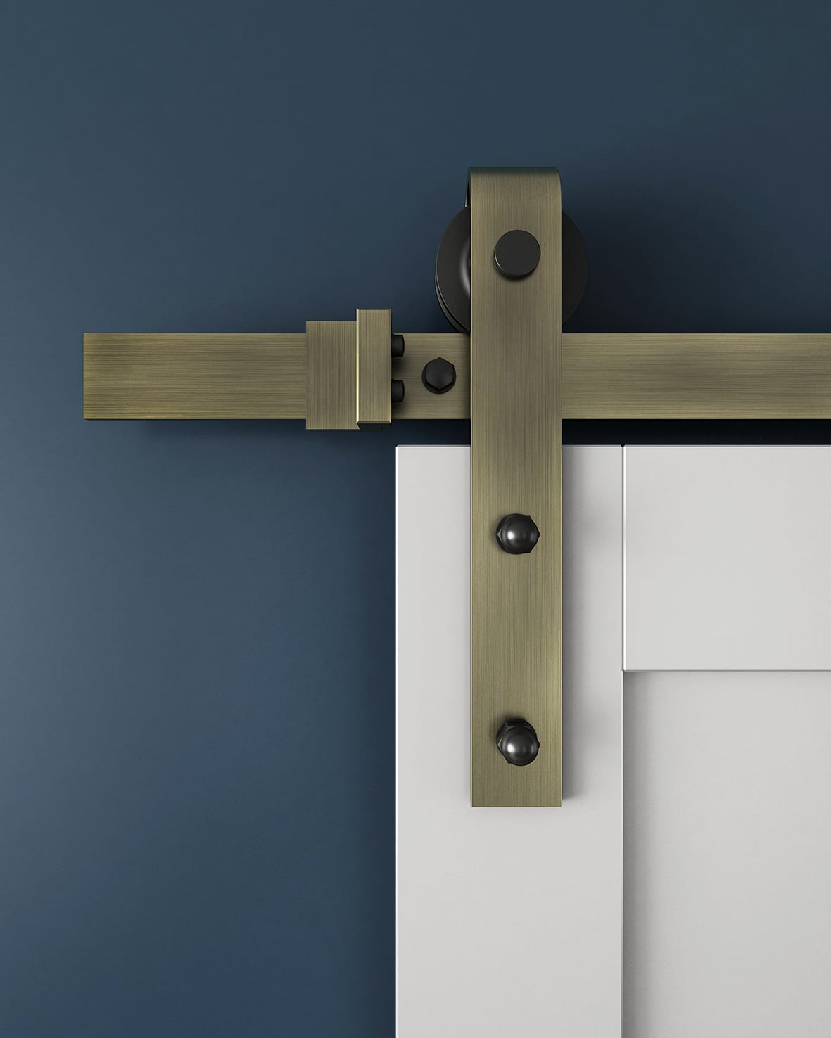 Barn Strap Soft Open/Close Sliding Door Gear - 2000mm Track - 40-60kg Max Door - Antique Brass - view 4